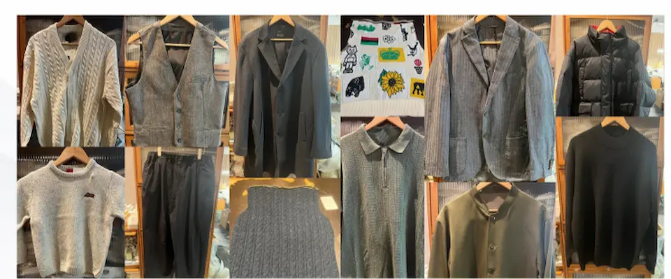 セーター、ジャケット、ベスト、ダウンなどのイメージ画像