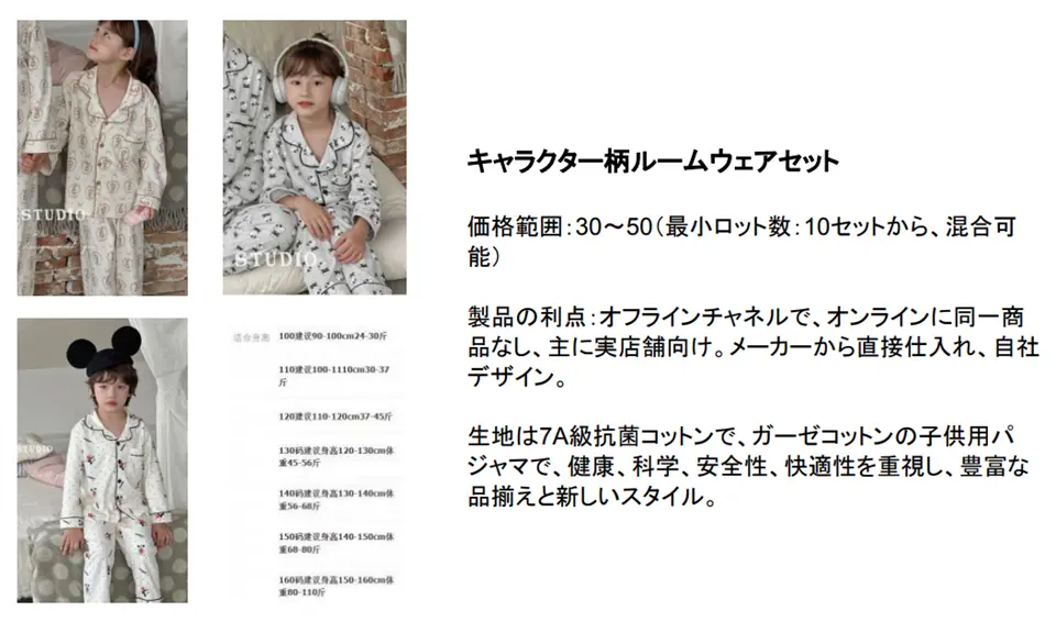 パジャマを着た男の子と女の子のセット販売提案書