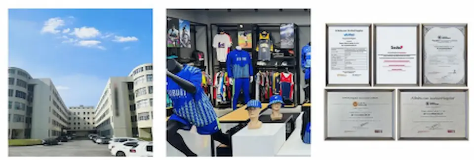 スポーツウェア工場の外観と内部画像