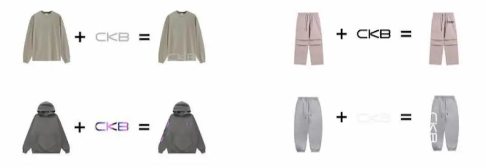 スウェットやパーカー、ロングパンツへのロゴ入れイメージ画像