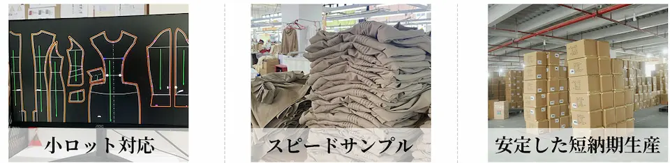 ロット数対応、スピードサンプル、短納期生産のイメージ画像