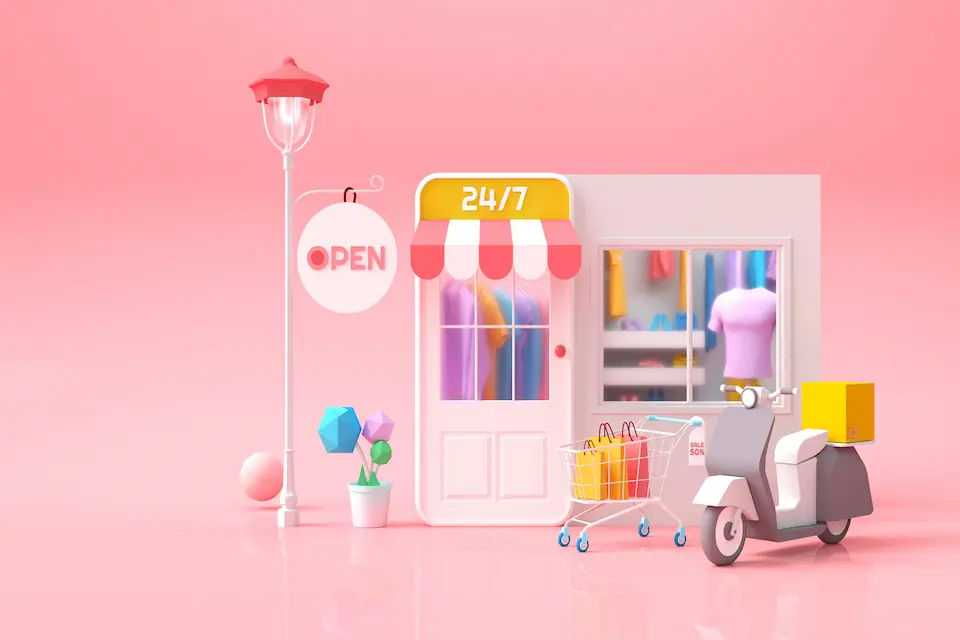 小さなアパレルショップにオープンの文字