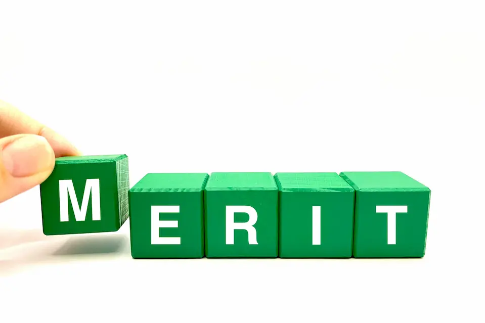 積み木にmeritの文字