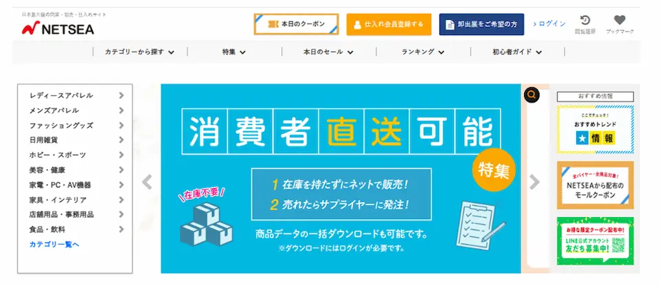 NETSEAのホームページ画像